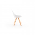 Set of 2 polypropylene chairs with NEVA natural beech legs (White)