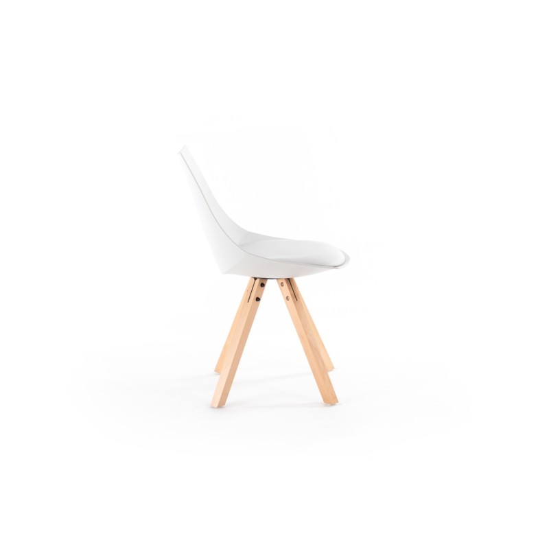 Set of 2 polypropylene chairs with NEVA natural beech legs (White) - image 57425