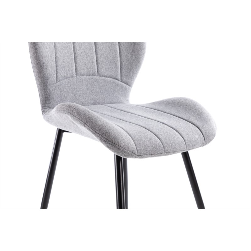 Set of 2 rounded fabric chairs with black metal legs ANOUK (Grey) - image 57444