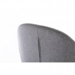 Set of 2 rounded fabric chairs with black metal legs ANOUK (Grey)