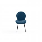 Set of 2 rounded fabric chairs with black metal legs ANOUK (Petroleum Blue)