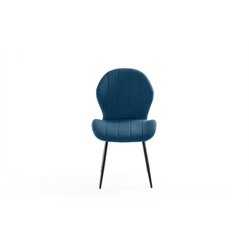 Lot de 2 chaises arrondies en tissu avec pieds en métal noir ANOUK (Bleu pétrole) - image 57454