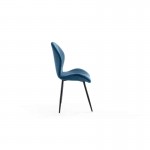 Lot de 2 chaises arrondies en tissu avec pieds en métal noir ANOUK (Bleu pétrole)