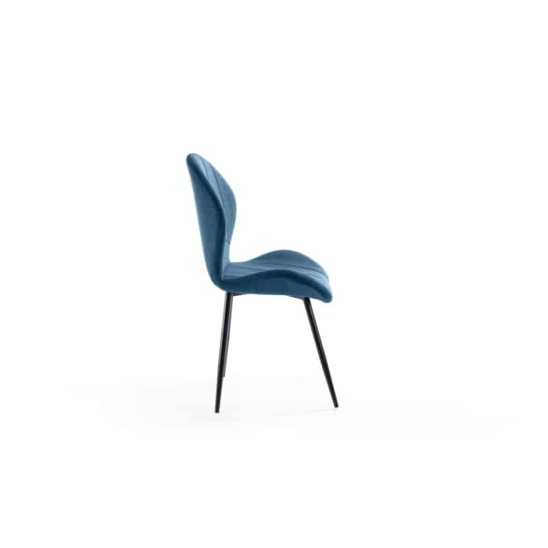 Lot de 2 chaises arrondies en tissu avec pieds en métal noir ANOUK (Bleu pétrole) - image 57456