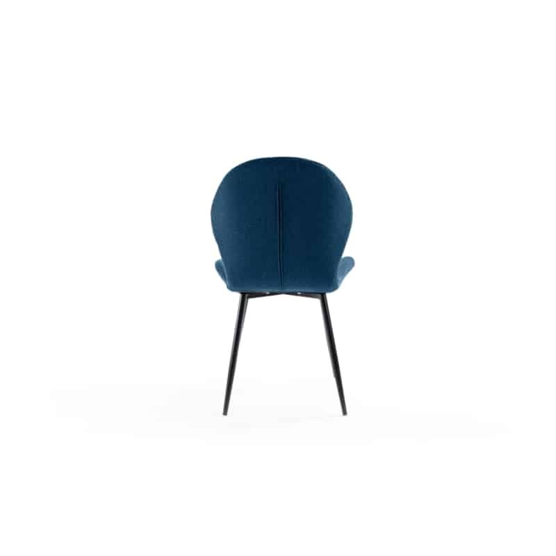 Lot de 2 chaises arrondies en tissu avec pieds en métal noir ANOUK (Bleu pétrole) - image 57458