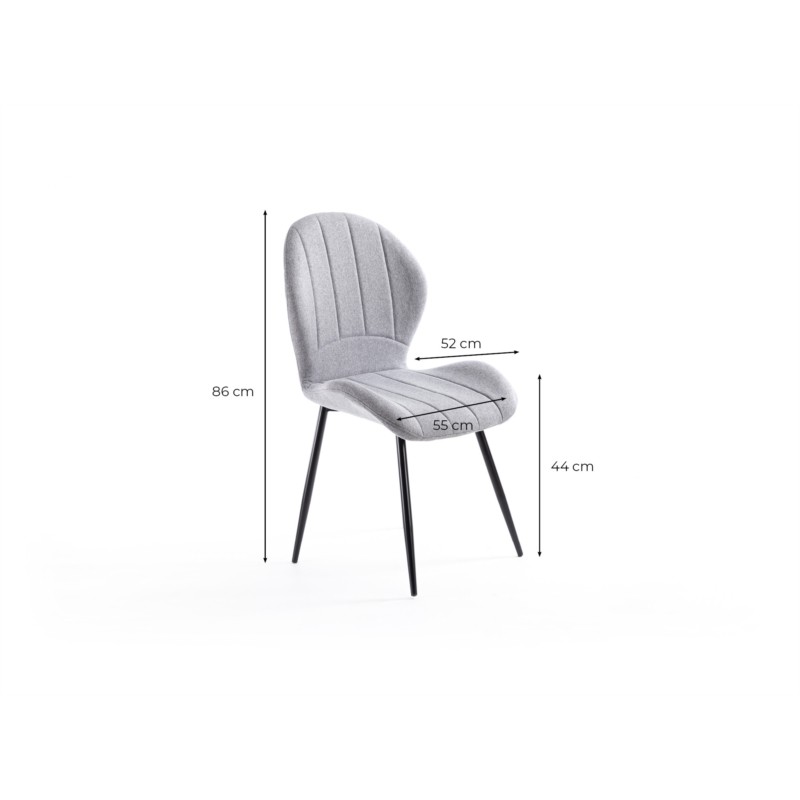 Lot de 2 chaises arrondies en tissu avec pieds en métal noir ANOUK (Jaune) - image 57466