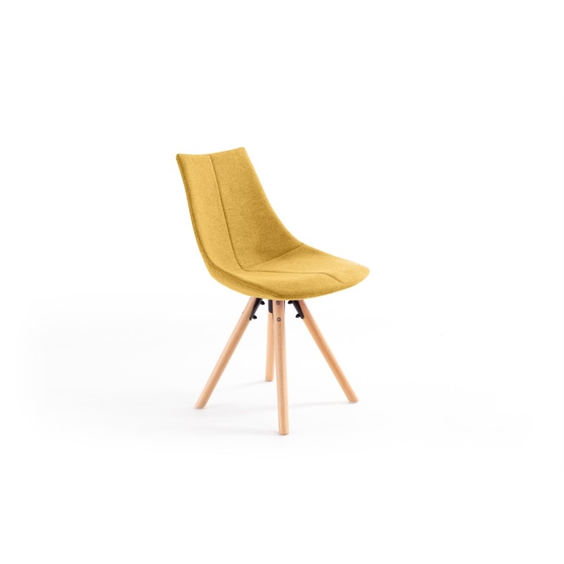 Set of 2 fabric chairs with myrta natural beech legs (Yellow) - image 57492