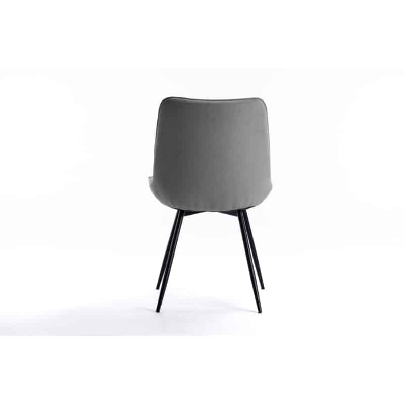 Lot de 2 chaises à rayures en tissu avec pieds en métal noir CATHIA (Gris) - image 57539