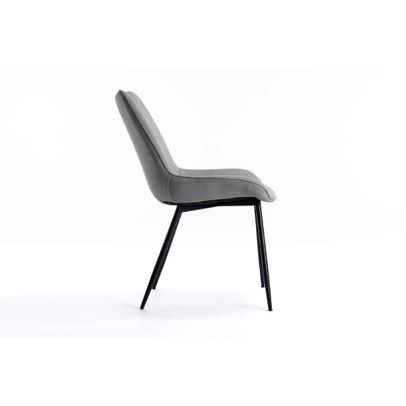 Lot de 2 chaises à rayures en tissu avec pieds en métal noir CATHIA (Gris) - image 57544