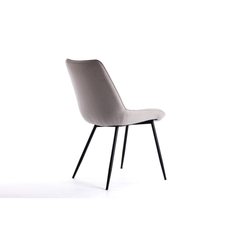 Lot de 2 chaises à rayures en tissu avec pieds en métal noir CATHIA (Beige) - image 57551