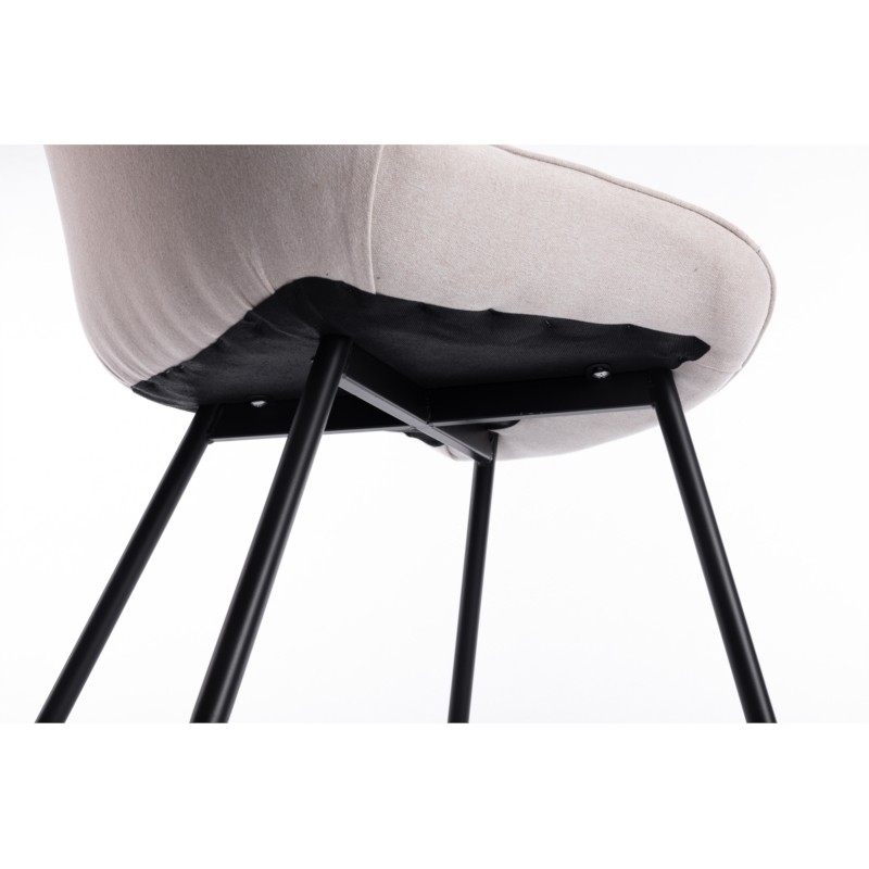 Lot de 2 chaises à rayures en tissu avec pieds en métal noir CATHIA (Beige) - image 57555
