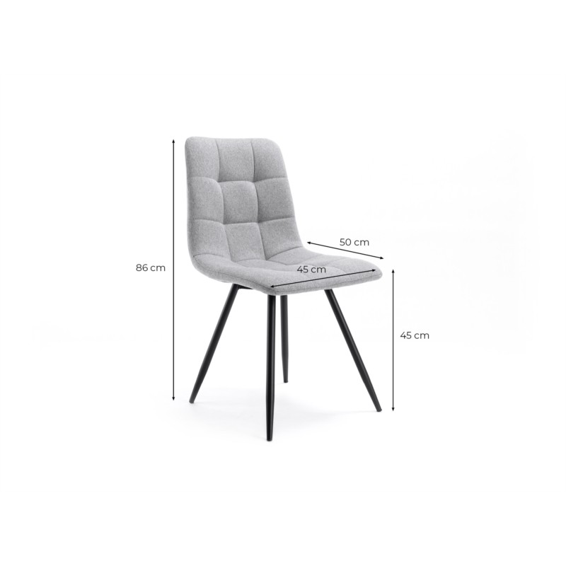 Juego de 2 sillas de tela cuadradas con patas de metal negro TINA (gris claro) - image 57566