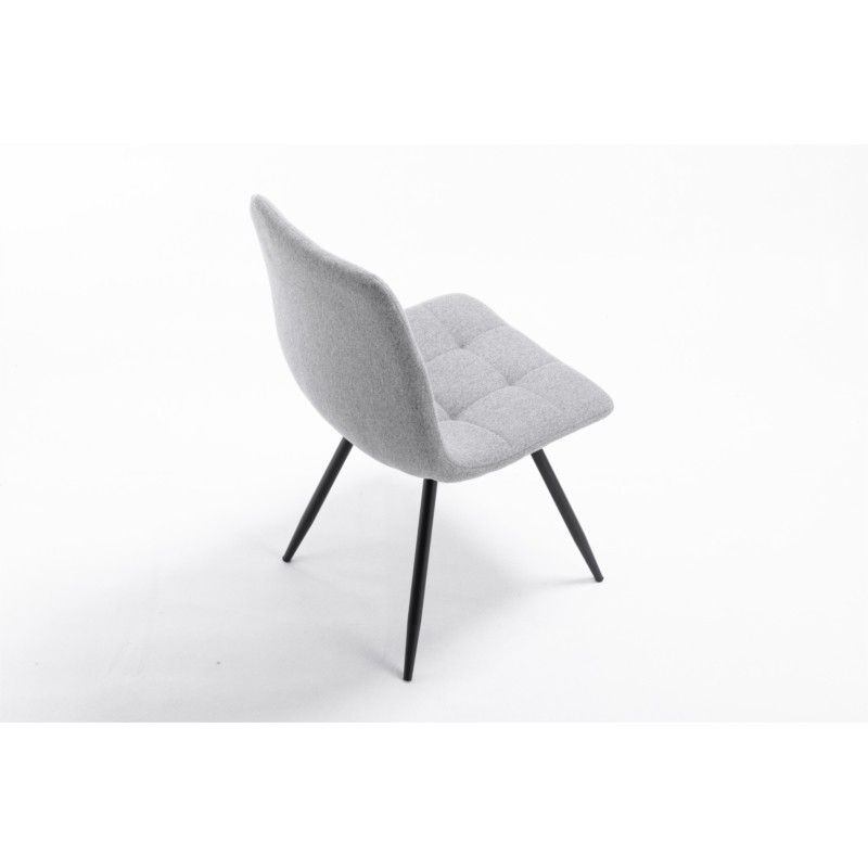 Juego de 2 sillas de tela cuadradas con patas de metal negro TINA (gris claro) - image 57568