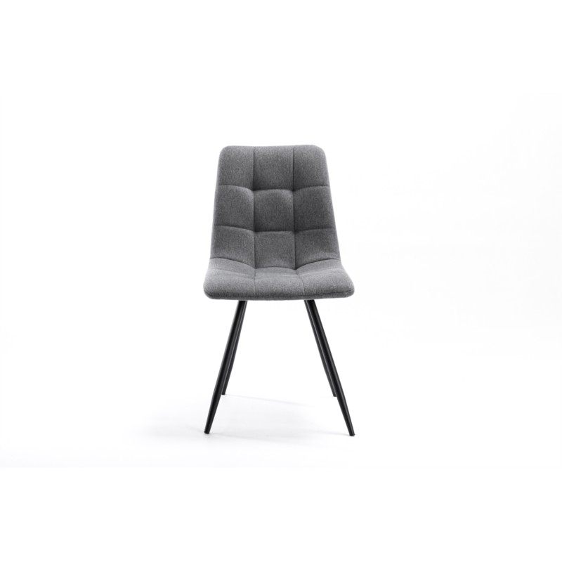 Set di 2 sedie quadrate in tessuto con gambe in metallo nero TINA (grigio scuro) - image 57572