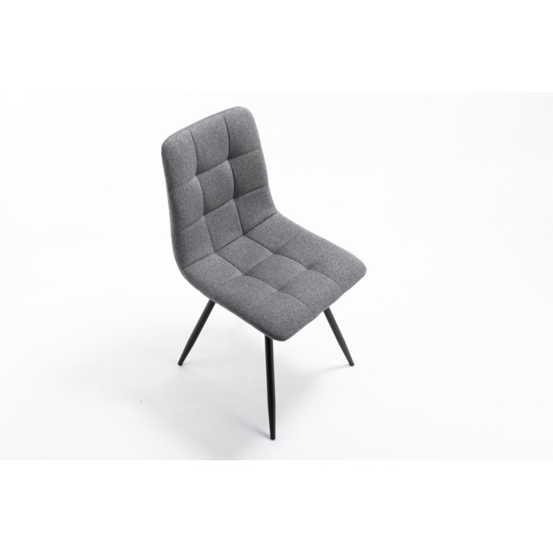 Set of 2 squared fabric chairs with TINA black metal legs (Dark grey) - image 57579