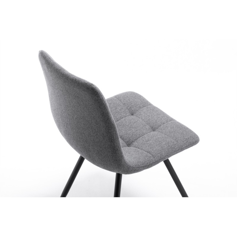 Set of 2 squared fabric chairs with TINA black metal legs (Dark grey) - image 57581