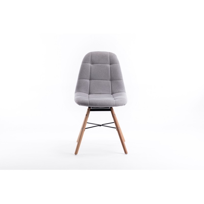Set of 2 quilted fabric chairs with natural beech legs MANU (Grey) - image 57589
