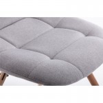 Set of 2 quilted fabric chairs with natural beech legs MANU (Grey)
