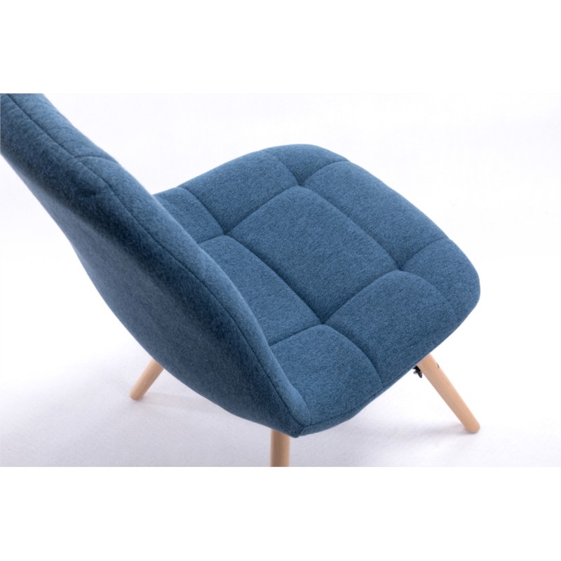 Set of 2 quilted fabric chairs with natural beech legs MANU (Petroleum Blue) - image 57602