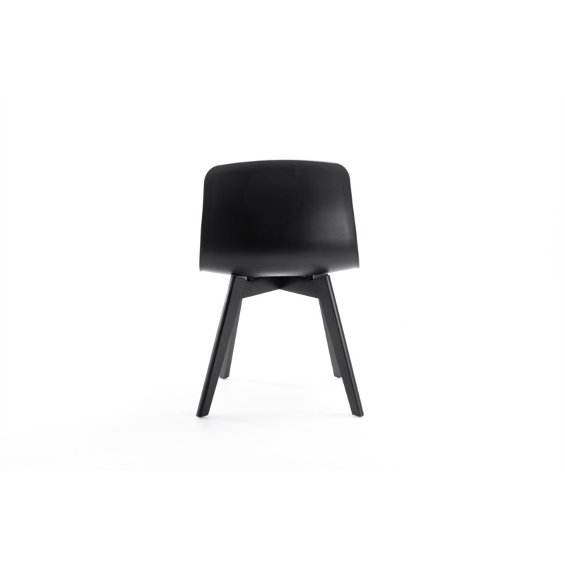 Set of 2 polypropylene chairs with stained beech legs OMBRA (Black) - image 57612