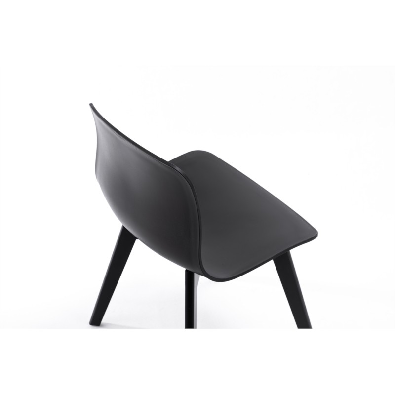 Lot de 2 chaises en polypropylène avec pieds en hêtre teintés OMBRA (Noir) - image 57615