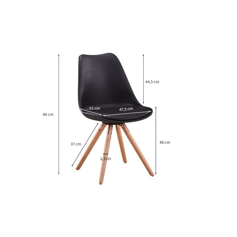 Lot de 2 chaises scandinaves pieds bois clairs SNOOP (Noir) - image 57668