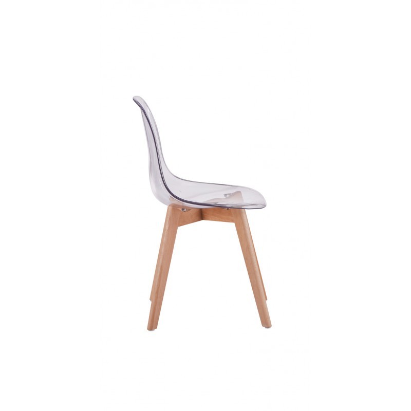 Juego de 2 sillas escandinavas patas de madera clara SNOOP (Transparente) - image 57683
