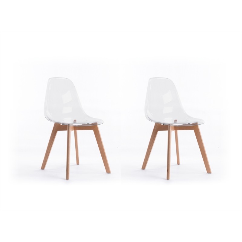 Juego de 2 sillas escandinavas patas de madera clara SNOOP (Transparente) - image 57686