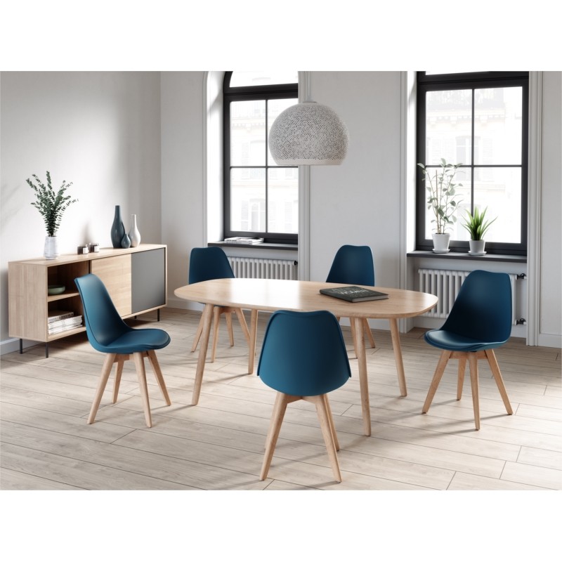 Set aus 2 skandinavischen Stühlen helle Holzbeine SIRIUS (Petroleum Blue) - image 57731
