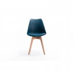 Lot de 2 chaises scandinaves pieds bois clairs SIRIUS (Bleu pétrole)