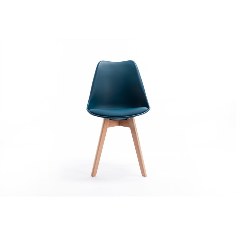 Lot de 2 chaises scandinaves pieds bois clairs SIRIUS (Bleu pétrole) - image 57733