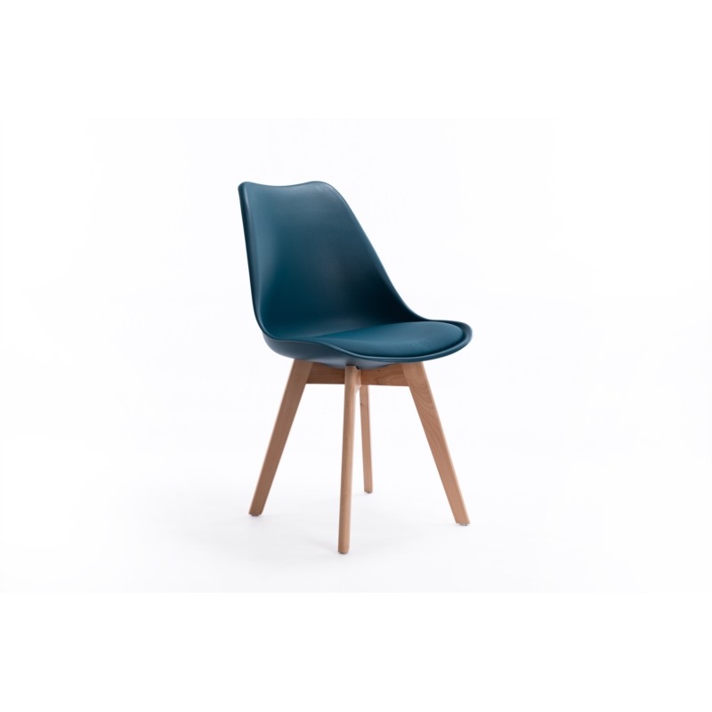 Lot de 2 chaises scandinaves pieds bois clairs SIRIUS (Bleu pétrole) - image 57735