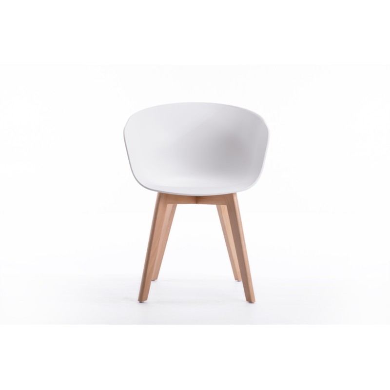 Set of 2 armrest chairs in polypropylene legs natural beech VIKKIE (White) - image 57784