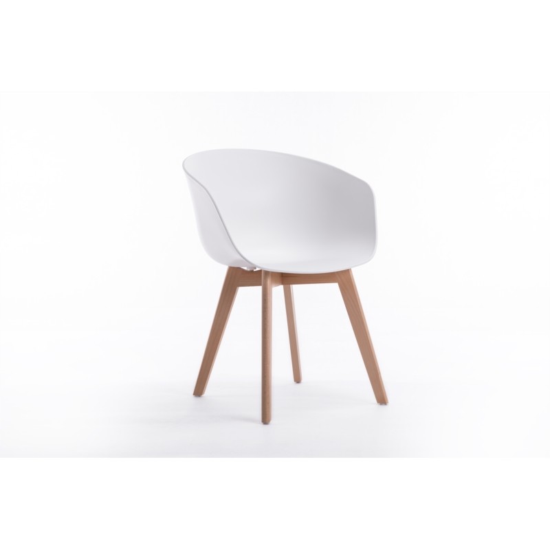 Set of 2 armrest chairs in polypropylene legs natural beech VIKKIE (White) - image 57786