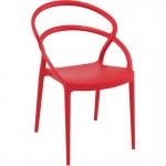 Juego de 4 sillas en polipropileno Interior-Exterior IBIZA (Rojo)