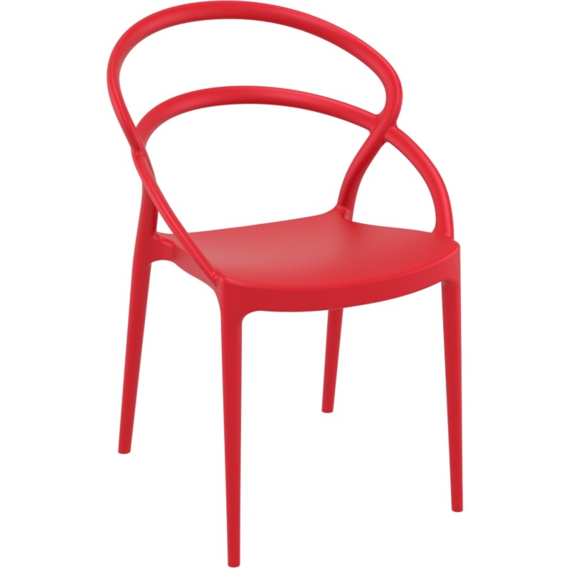 Juego de 4 sillas en polipropileno Interior-Exterior IBIZA (Rojo) - image 57826