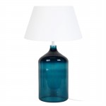Lampe à poser en verre bleuté et abat-jour en tissu REFLEX (Blanc)