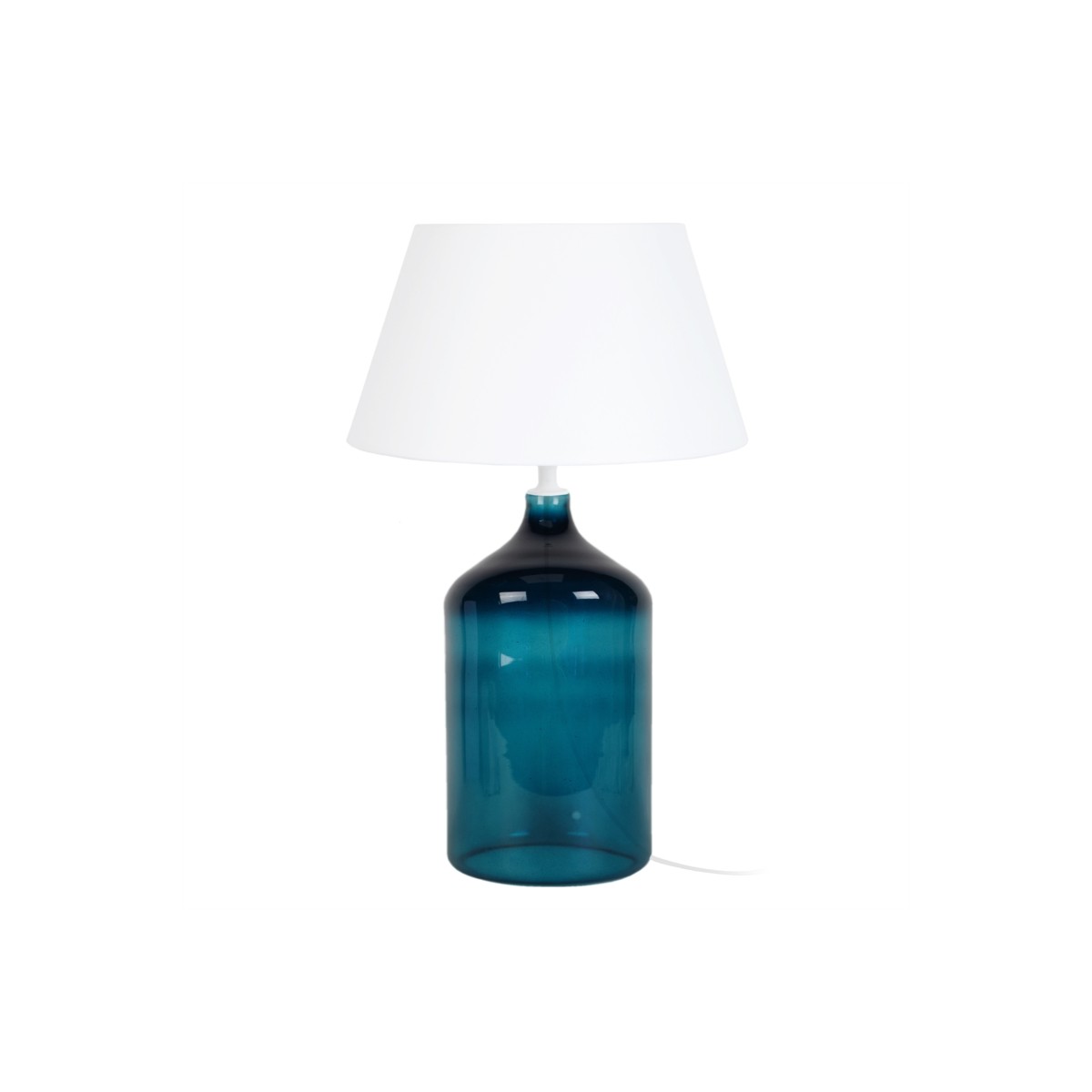 Lampe à poser en verre bleuté et abat-jour en tissu REFLEX (Blanc)