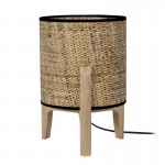 Table lamp with wooden legs and ethnic lampshade PIPPY (Natural)