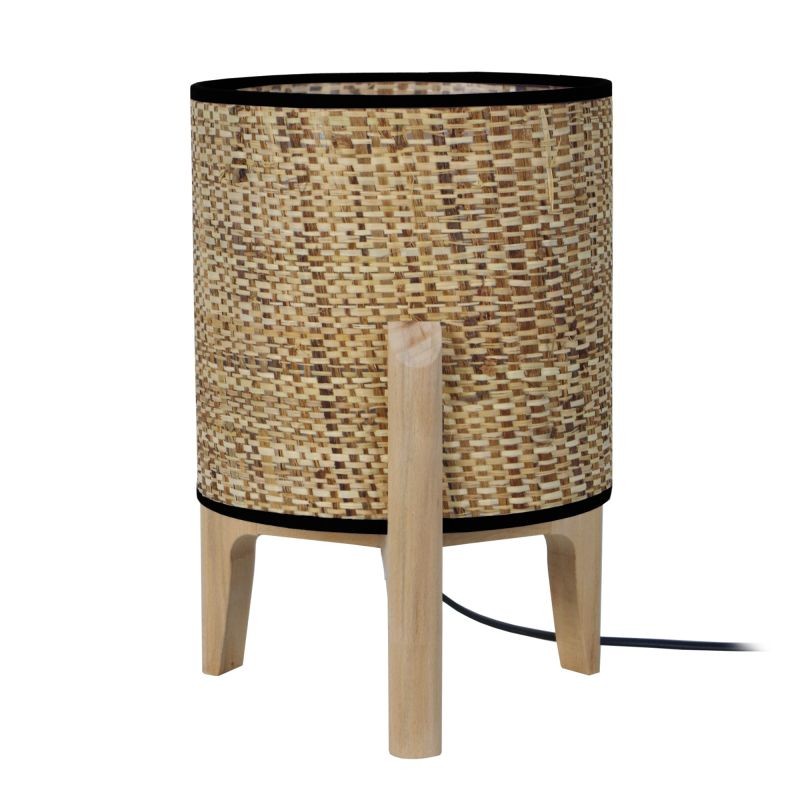 Table lamp with wooden legs and ethnic lampshade PIPPY (Natural) - image 57861