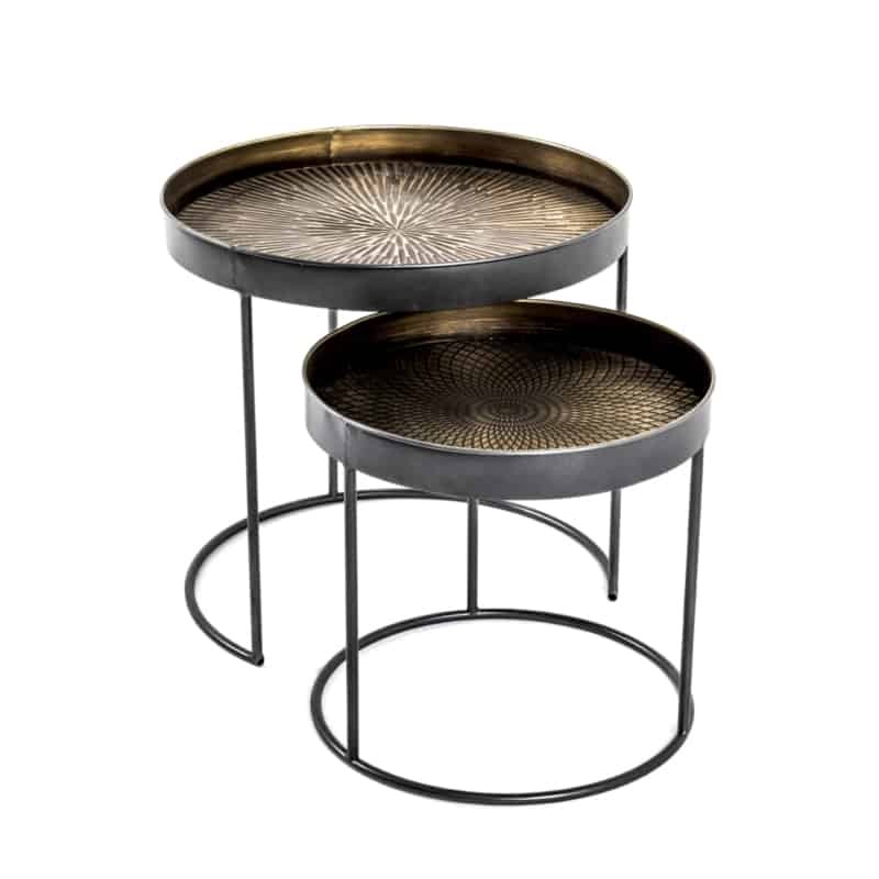 Set di 2 tavolini in metallo e vassoi in rame RAME (Nero)