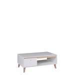 Tavolino scandinavo 1 anta 120 cm OWIE (Bianco, legno)