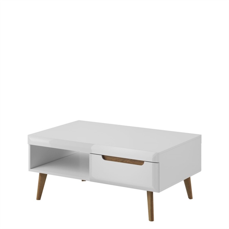 Scandinavian coffee table 2 drawers 107 cm MAREK (White, wood) - image 57918