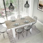 Extendable dining table L140, 190 cm VESON (White, bleached wood)