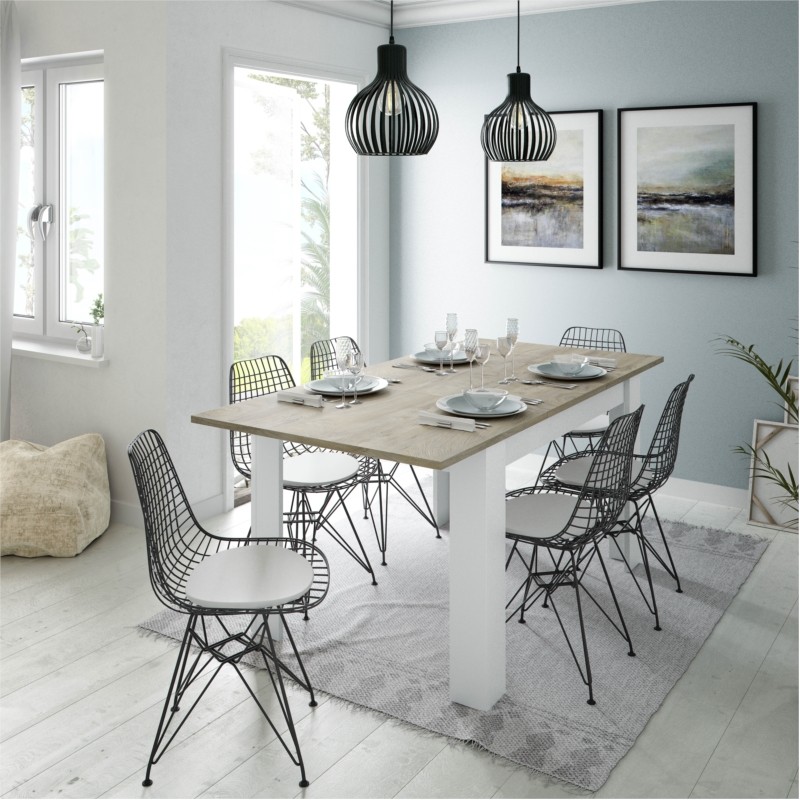 Table à manger extensible L140, 190 cm VESON (Blanc, bois blanchi) - image 58043