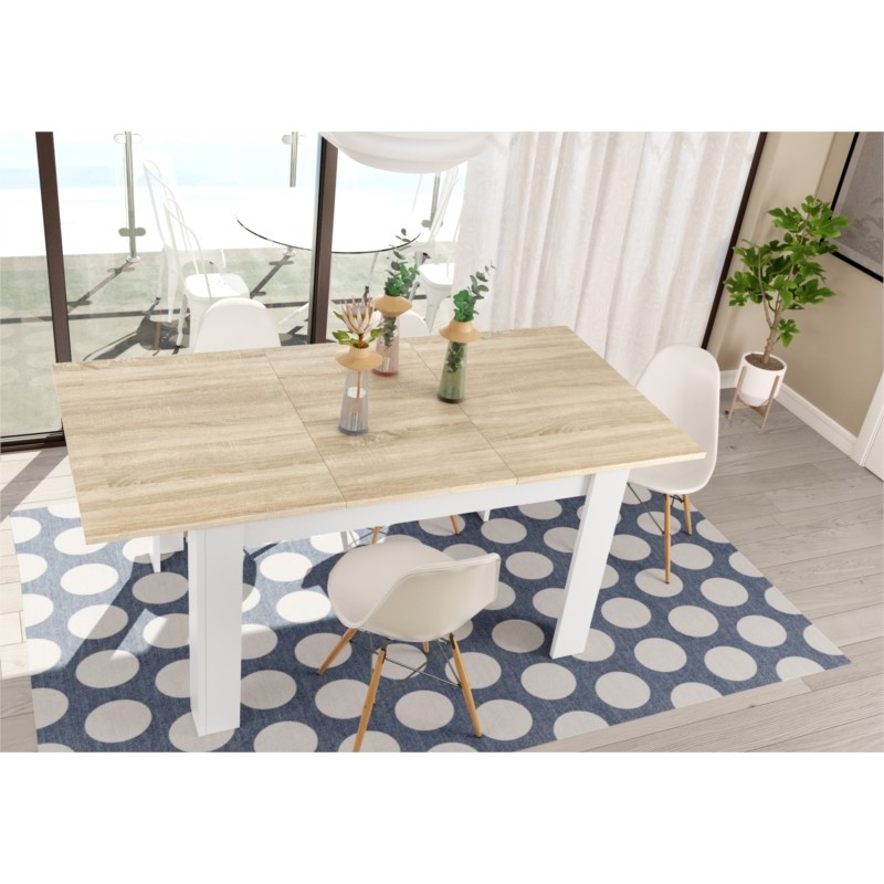 Extendable dining table L140, 190 cm VESON (White, oak) - image 58048