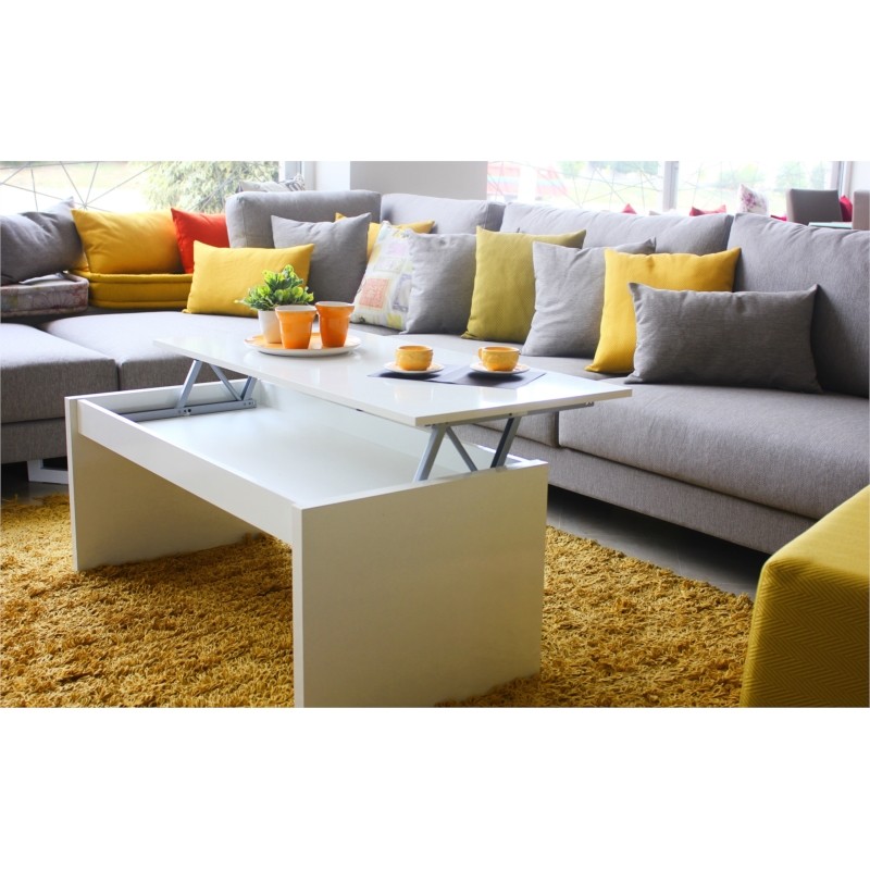 Coffee table with lifting top L102xH43, 54 cm VESON (Glossy white) - image 58098