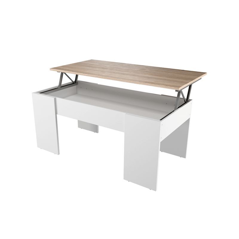 Tavolino con piano sollevabile arkham (Bianco, legno) - image 58119