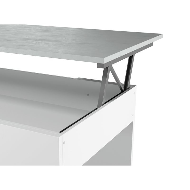Table basse avec plateau relevable ARKHAM (Blanc, béton) - image 58125