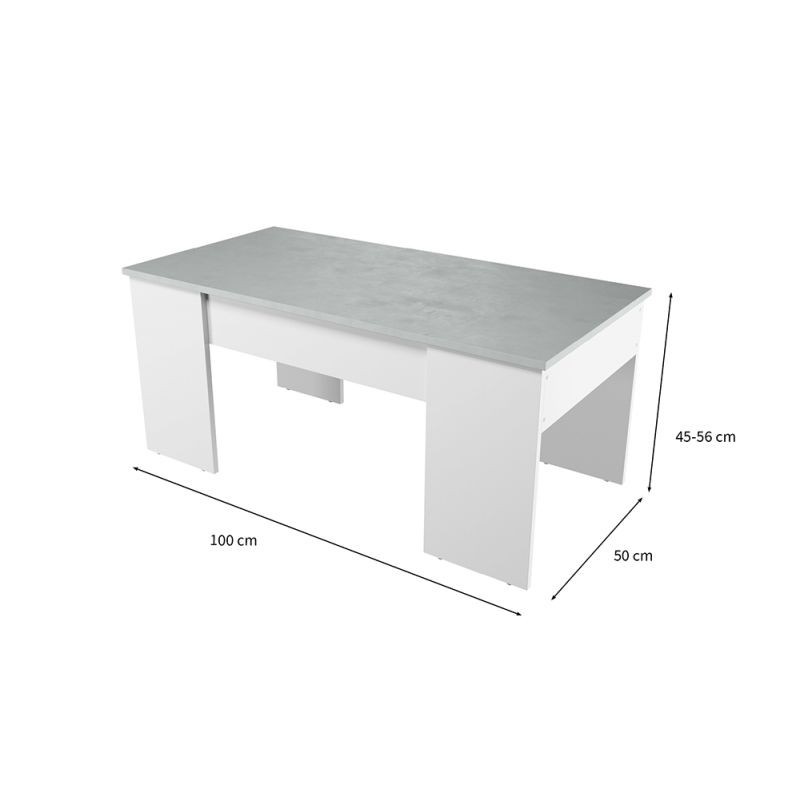 Table basse avec plateau relevable ARKHAM (Blanc, béton) - image 58127